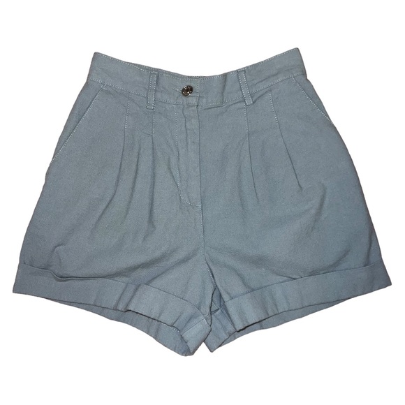 🍯 Linen shorts • high-waisted, pleated TROUSER shorts • sky blue • ASOS - Picture 3 of 7